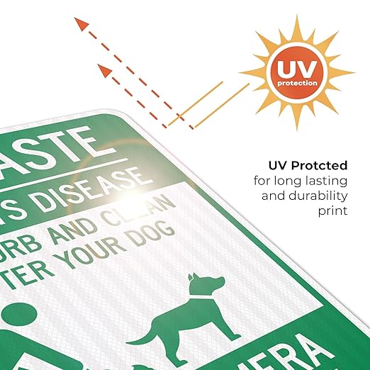 Pet Waste Leash-Curb and Clean Up After Your Dog Under Camera Surveillance Sign, 24x30 Inches, 3M EGP Reflective .080 Aluminum, Fade Resistant, Made in USA