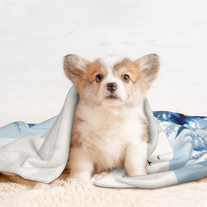 Misty Mountain Throw Blanket - Winter Trees Blanket for Dog Cat Snowy Pet Blankets 23x16 for Couch Sofa Bed