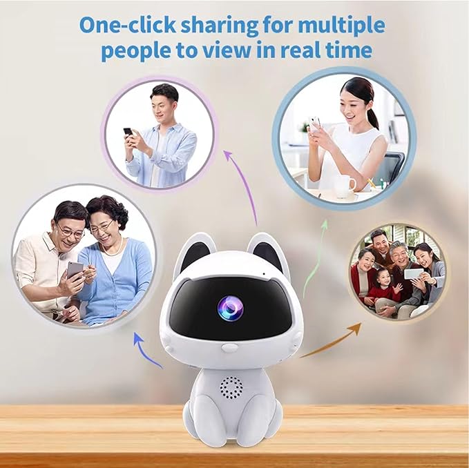VBESTLIFE HD Robot Security Camera, Remote Monitoring Smart Indoor Pet Dog Cat Cam, Home Security Camera Robot Surveillance Camera, 2 Way Voice Calling, Loop Recording