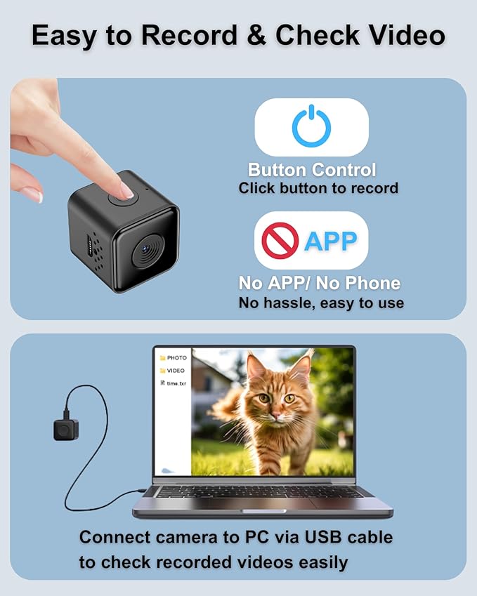 Cat Camera Collar 1080P HD – Lightweight Pet POV Action Cam with Night Vision, No WiFi Needed, XS-Size Pet Collar Camera