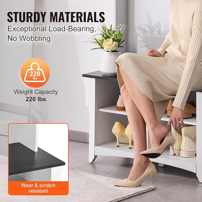 VEVOR Hall Tree Entryway Bench, Coat Rack