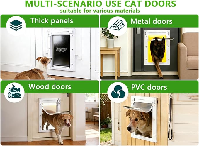 Dog Door Doggy Door Easy Install - Wood & PVC Doors & Walls，Dgooie Free Movement & Flexible Control - 2 Magnetic Flaps & Sliding Lock,Telescoping Frame,10 1/8" x 15 3/4" for Large Dogs Up to 100 lb