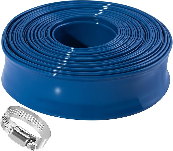 Pool Backwash Hose 1 1/2 inch × 100 ft Thicken Blue Water Discharge Pipe Lay