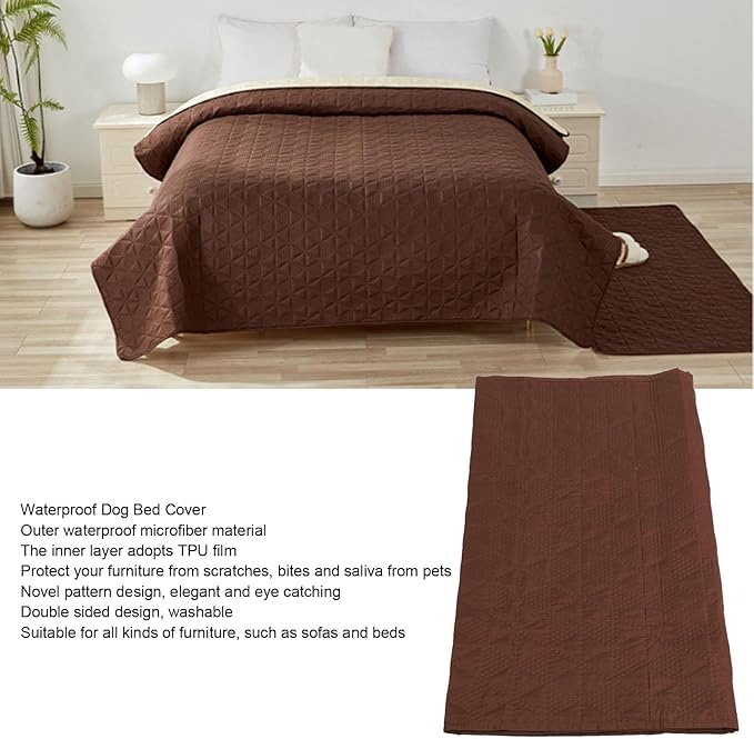 Dog Bed Cover, Slip Furniture Protector, Washable Brown Blanket for Sofa Couch, Ideal for Dog and Cat (30x70in/ 76.2x177.8cm)