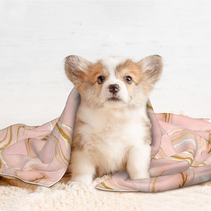 Double Sided Pet Mat for Dog Bed Topper Cat Blanket Furniture Protector, Pink Tie Dye Marble Texture, Reversible Plush with Tactile Dot Pattern for Style Change