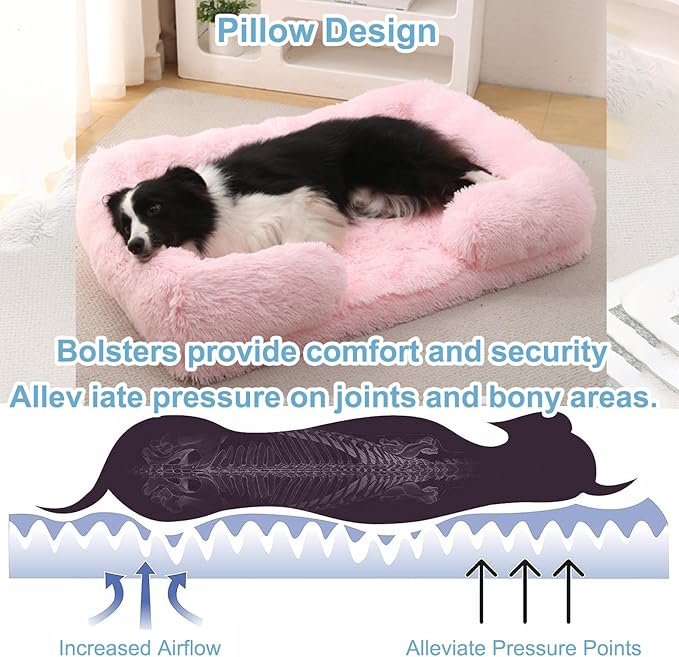 Dog Beds Large Sized dog Orthopedic, Sofa Dog Bed with Waterproof Lining and Nonskid Bottom, Rectangle Washable Dog Bed for Medium Small Dogs and Cats Comfortable ( Color : Pink3 , Size : 51 x 35" )