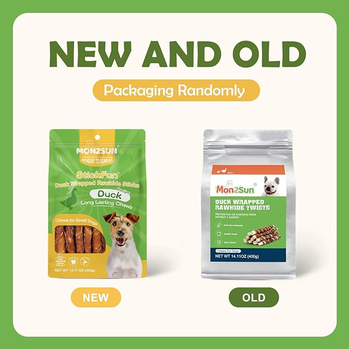 MON2SUN 5 Inch Duck Wrapped Rawhide Dog Treats for Puppy and Small Dogs, Promotes Dental Health, Healthy Snacks 14.11 oz