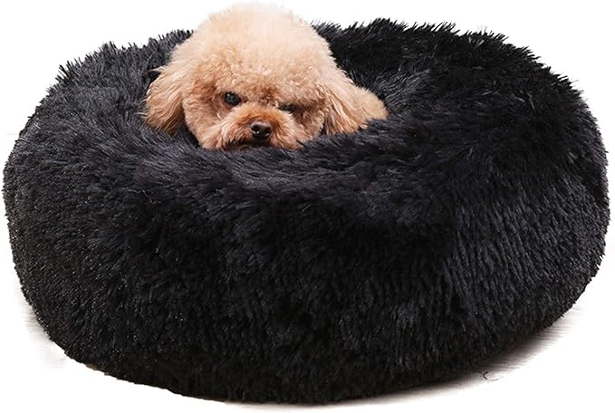 Warming Round Dog Bed for Small, Medium and Large Dogs & Cats, Short & Long Plush Pet Bed, Luxurious Faux Fur Donut Cuddler, Bolster Pet Bed & Sofa, Machine Washable 40CM 16Inch