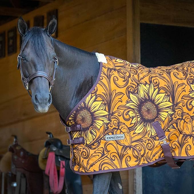 Jeffers Expression Standard Neck Fleece Cooler for Horses, 75"- Equine Towel Blanket, Moisture Absorbent, Light Weight, Best for Drying, Exercise, Bathing, Adjustable Belly Bands - Bloomin Toolin