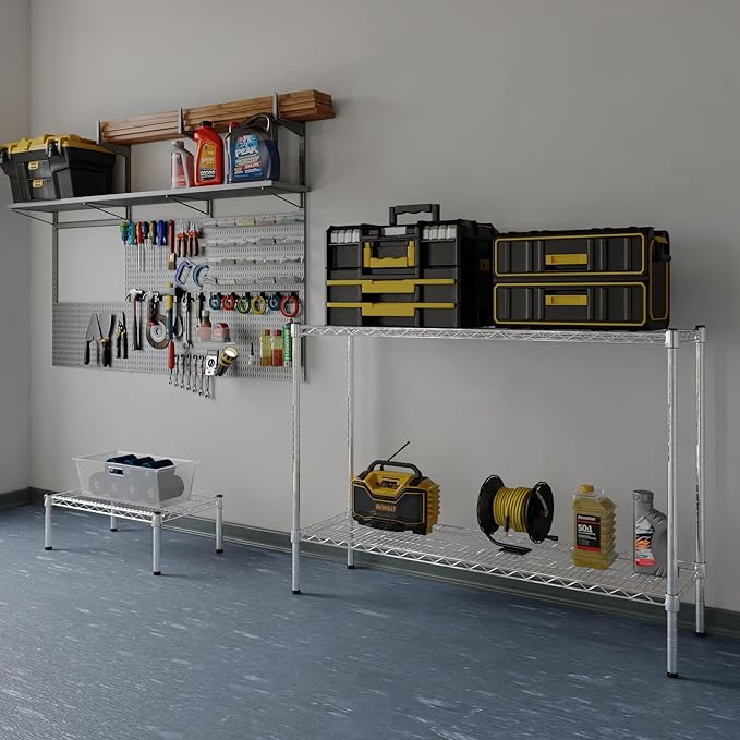 14" Deep x 48" Wide x 34" Height Wire Shelving Kit | 2-Tier | NSF Commercial Storage Rack Unit