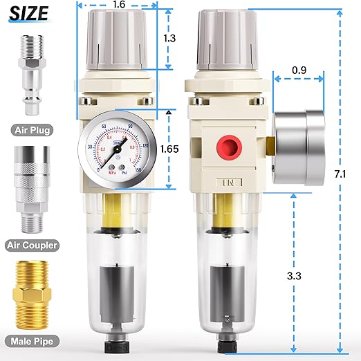 TAILONZ PNEUMATIC 1/4 Inch NPT Automatic Drain Air Filter Pressure Regulator