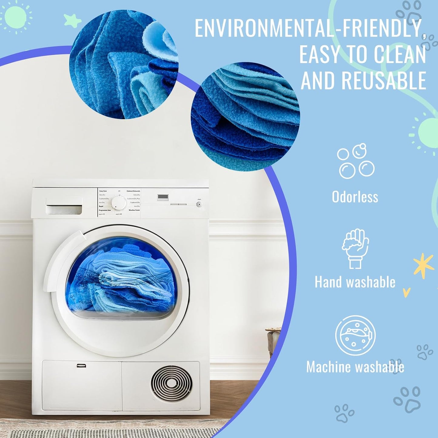 Pet Snuffle Ball, Puzzle Sniffing Interactive Dog Ball for Blind Dogs Training Stress Relief Dog Enrichment Toys Treat Machine Washable (20cm, Ocean Blue)