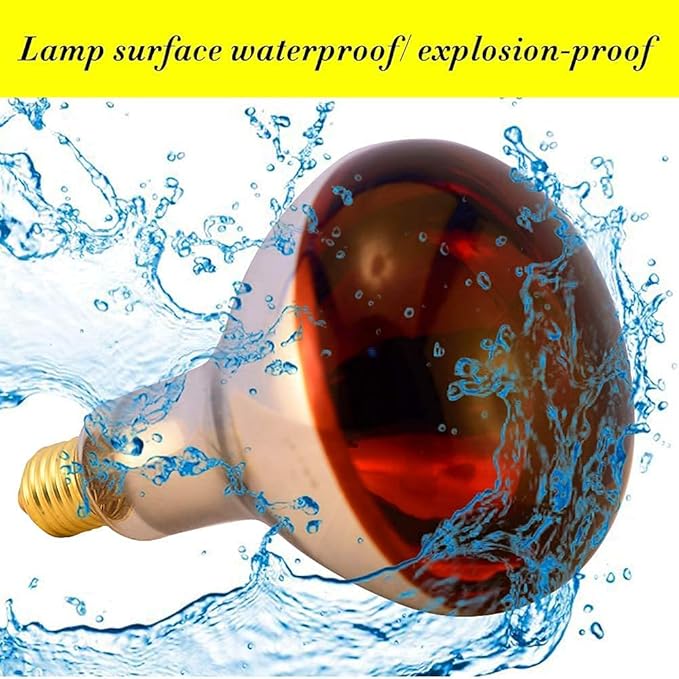 Heat Lamp Bulb R40 125 Watt 2 Pack Painted Red Infrared Glass Lamp Bulb for Food Service, Brooder Bulb, Chicks, Pet, Bathroom.