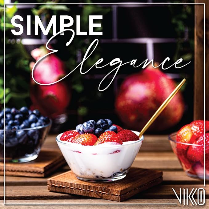 Vikko Glass Bowls - Set of 12, 7 Ounce Glass Dessert Dishes for Candy, Kitchen Prep, Dishwasher Safe