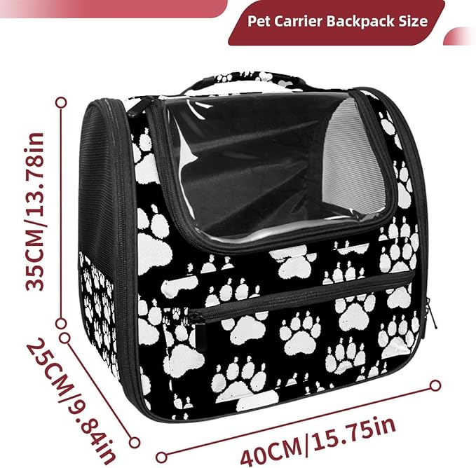 Chalk Dog paw Print Pet Carrier Airline Approved Soft Sided Portable Cozy Travel Pet Bag, Car Seat Safe Carrier for Cats and Dogs