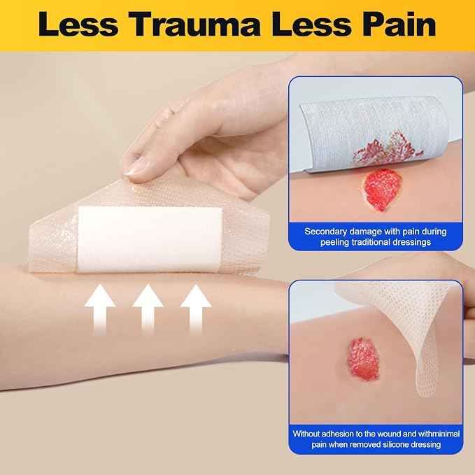 10 Pcs Silicone Foam Dressing 6x6 inch