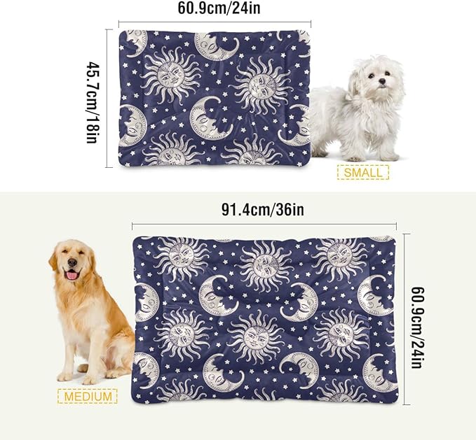 Pet Bed Vintage Sun Moon Dog Bed Mat Absorbing Non Slip Pad Pet Sleeping Mat for Small, Medium, and Large Dogs Puppy Cat 36 in x 24 in