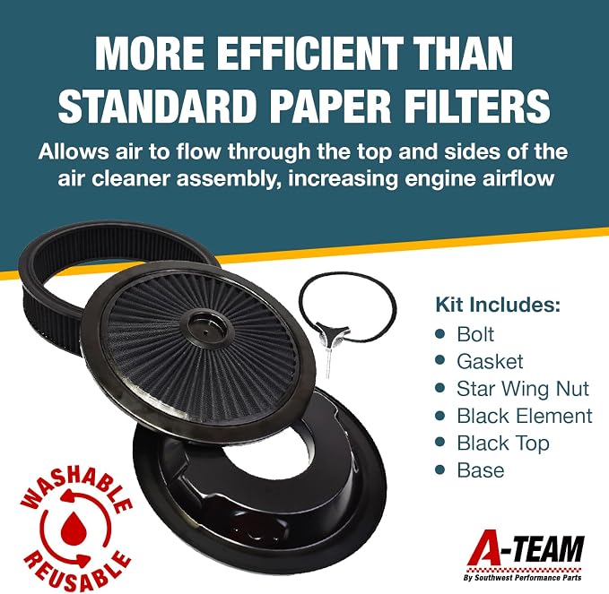 A-Team Performance High Flow Throttle Body Air Intake Filter - 14 in x 3 in