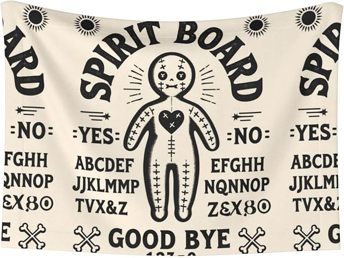 Double Sided Pet Mat for Dog Bed Topper Cat Blanket Furniture Protector, Spirit Board with A Voodoo Doll Occultism Set, Reversible Plush with Tactile Dot Pattern for Style Change