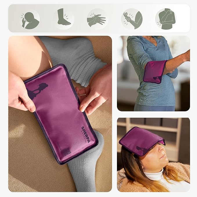 Small Soft Ice Packs for Injuries Reusable - Hot and Cold Flexible Gel Ice Packs Reusable for Ankle, Hand, Wrist, Head Pain Relief - 6" x 11" - Purple