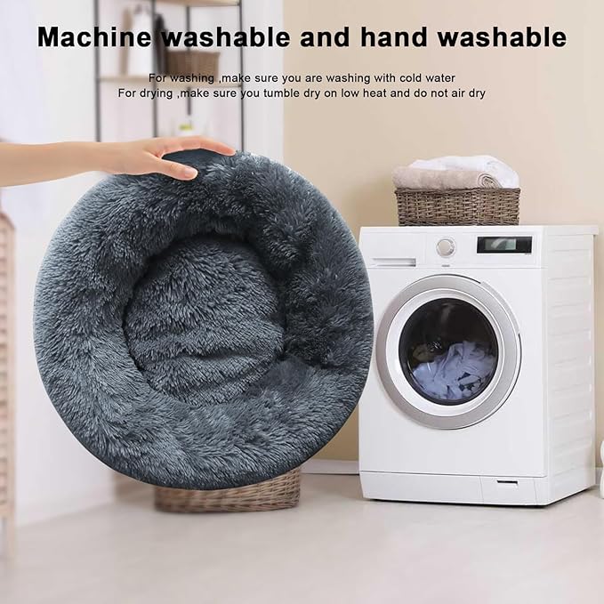 Nisrada Dog Bed for Small Medium Large Dogs, 20 inch Calming , Washable-Round Cozy Soft Pet Bed for Puppy and Kitten with Slip-Resistant Bottom
