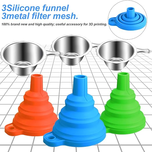 Boao 6 Pack Resin Funnels Filter 3D Printer Accessories Include Collapsible