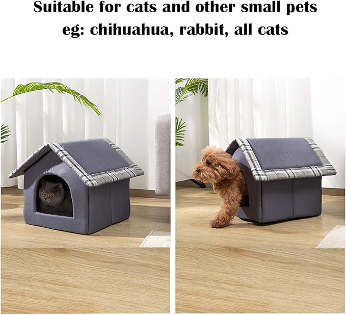 Hollypet Cozy Pet Bed Warm Cave Nest Sleeping Bed Puppy House for Cats and Small Dogs, Gray