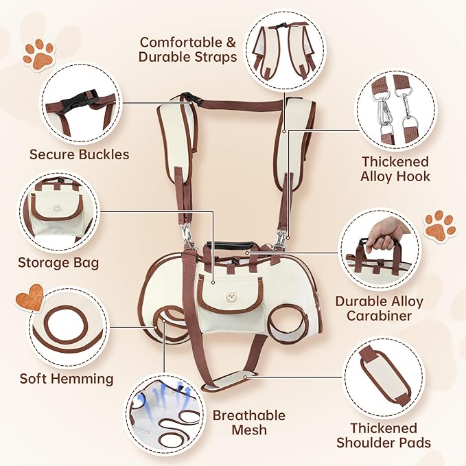 Hands Free Dog Backpack Carrier for Small Dogs, Yorkie Shoulder Carrier Sling Backpack Carriers Dog Lift Harness Portable Breathable Pet Carrier Backpack for Small Puppies (M, 8.8-14.3lbs)