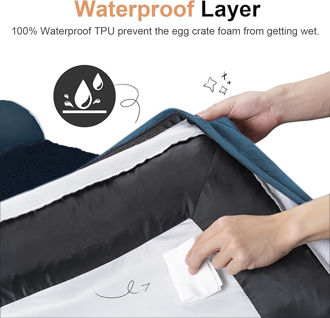 Small Dog Bed Orthopedic Washable: Beds Bolster Small Sized Dogs Bed Egg Crate Foam Couch Sofa Waterproof with Removable Cover - Navy Blue