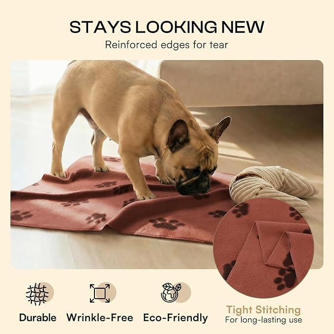 LINENLUX Cute Dog Blanket for Small Medium Dogs 6-Pack Soft Stretchy Fleece Blankets for Pet Cat Puppy Warm Wrinkle-Resistant Throw for Couch Bed Outdoor Coffee 40x31 inch (Pack of 6)
