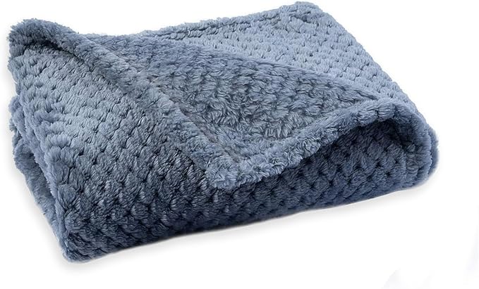 Pet Blanket Warm Soft Dog Blankets Washable Cat Throw Blankets Sofa Bed Couch Furniture Protector Cover for Small Medium Large Dogs Cats, Blue, 63" x 79"