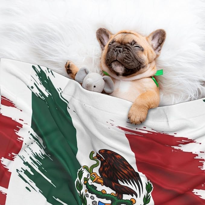 Pet Blanket for Travel and Home, Mexico Flag Cool Eagle, Reversible Plush Dot Design with Soft Grip Texture on One Side Perfect for Car Seats Moving Vehicles