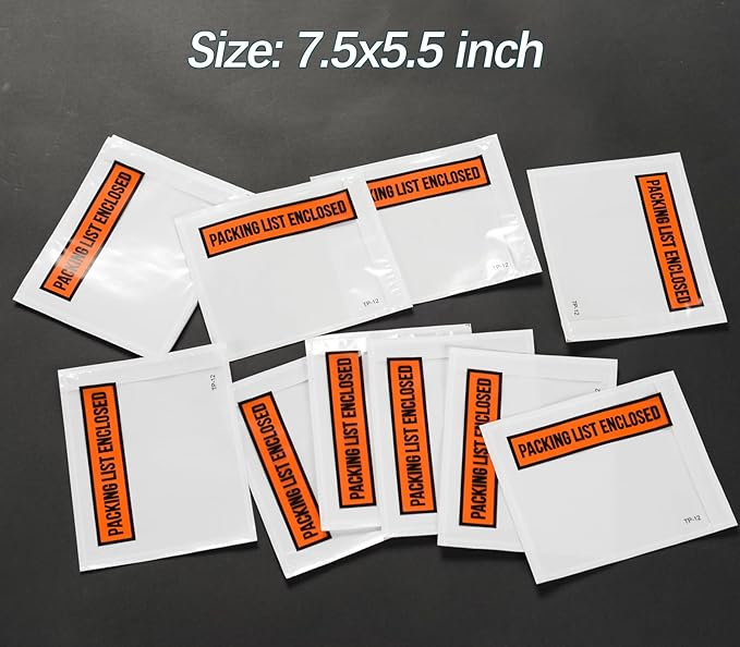 1000pcs 7.5"x5.5" Packing List Envelopes Self-seal Packing Slip Envelope Pouches Shipping Label Sleeves Top Loading Packing List Enclosed Bags.