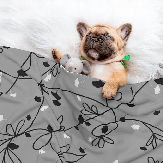 Floral Throw Blanket - Ginkgo Leaf Vine Blanket for Dog Cat Pet Blankets 23x16 for Couch Sofa Bed