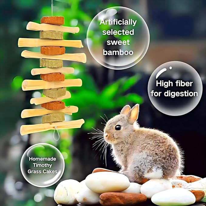 Rabbit Chew Toys,Natural Chew Treats Sticks and Balls for Bunny Chinchilla Guinea Pig Hamster,Bunny Chew Toys for Teeth