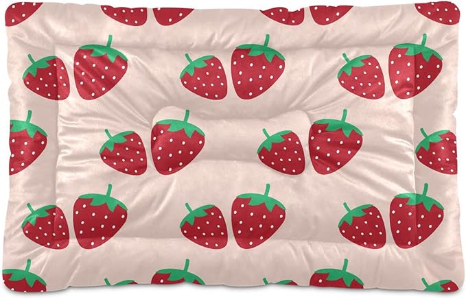 Strawberry Fruit Pet Bed Cute Dog Bed Mat Absorbing Non Slip Pad Pet Sleeping Mat for Small, Medium, and Large Dogs Puppy Cat 24 in x 18 in