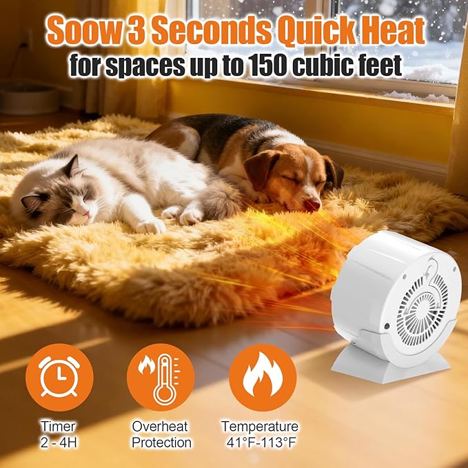 Pet Reptile Heat Mats Space Heater, Adjustable Temperature Reptile Heating Heaters, Non-Light Heating Solution with Expanded Heating Range for Hermit Crabs/Leopard Geckos/Turtles/Snakes/Frog/Iguana