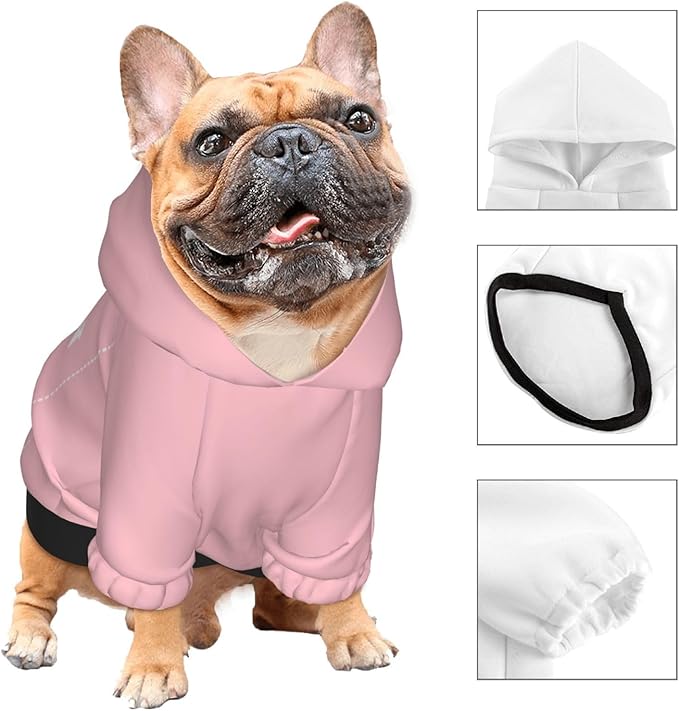 Personalized Dog Hoodie, Custom Dog Costumes for Small Dogs, Holiday Happy Dog Clothes Football Pet Shirt Sweater with Name Number for Girl/Boy Cats/Kitten, Pink, XXS