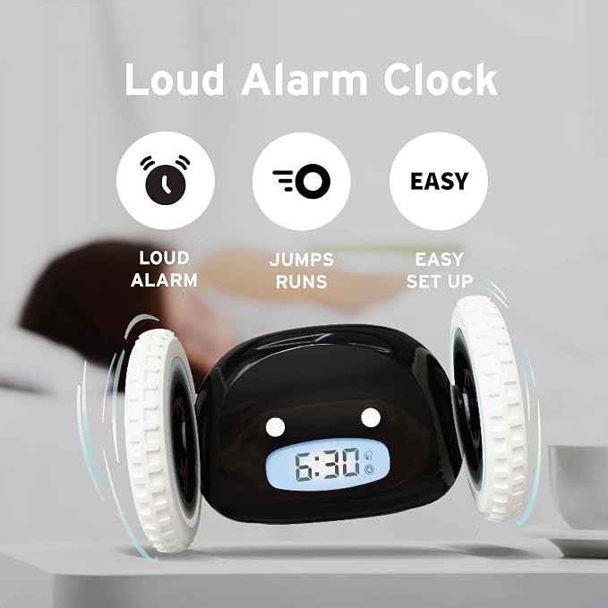 CLOCKY Extra Loud Alarm Clock for Heavy Sleepers on Wheels Rolls Runs Away
