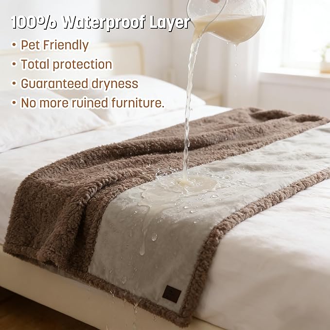 Kritter Planet Waterproof Bed Blanket, Soft and Washable Absorbent Blanket Pad, Leak-Proof Blanket Cover for Couch, Sofa, Bed