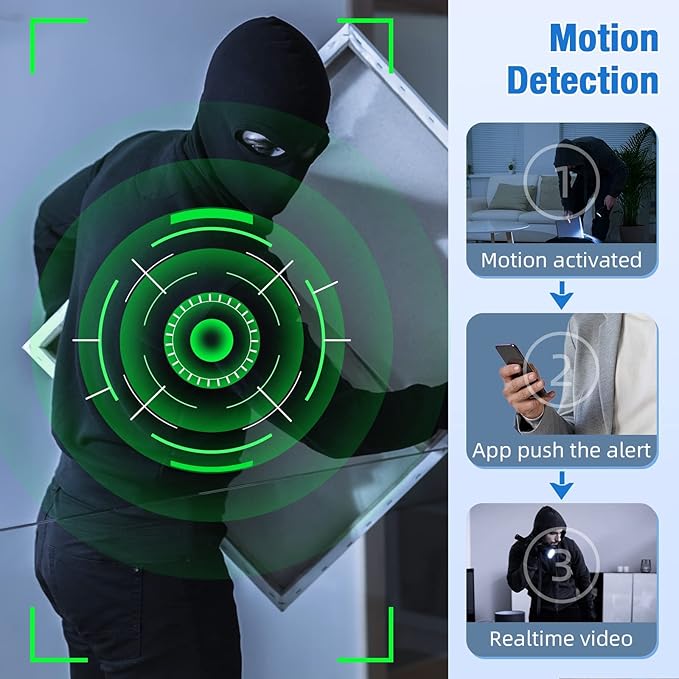 LIZVIE Phone Charger, 1080P Motion Detection & Night Vision/2.4G WiFi, 170° Wide-Angle SD Storage/Free App Remote View for Indoor Home/Office/Pets Security.