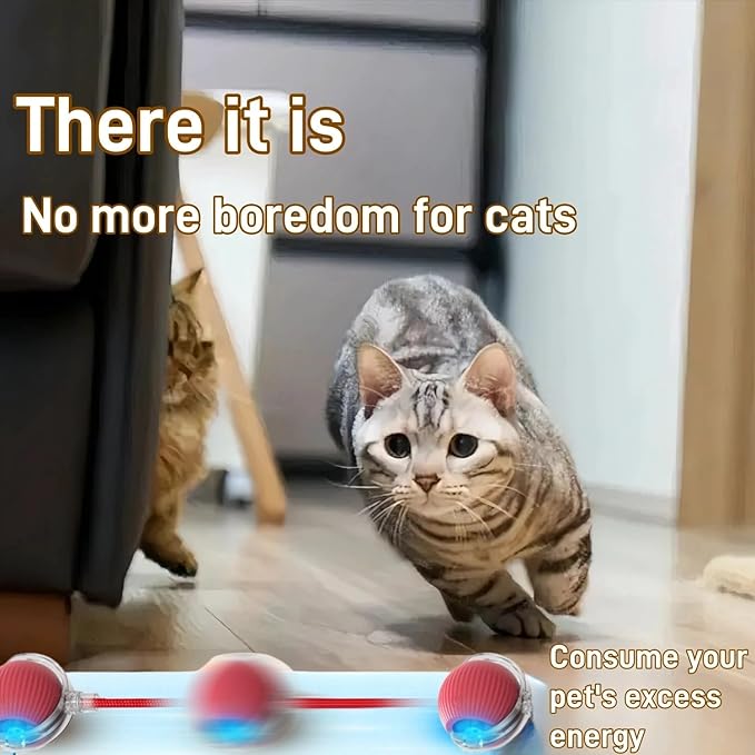Interactive Cat Toys for Indoor Cats, Agility Move Cat Balls,Motion Activated Cat Balls, Cat Toys for Bored Indoor Cats（Red）