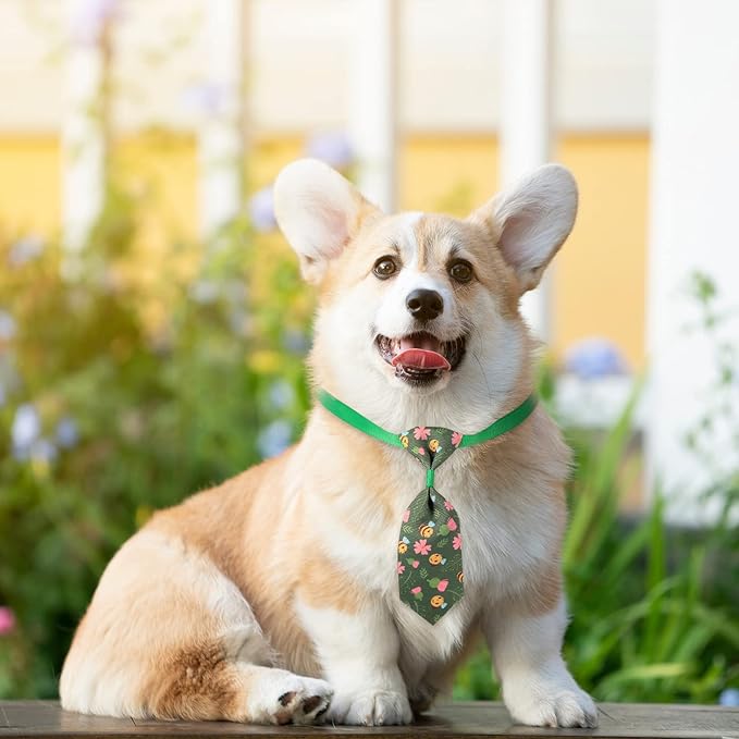 Reginary 100 Pieces Dog Bow Tie Collar Set Include 40 Dog Neckties, and 30 Puppy Bowties, 30 Collar Flowers, Adjustable Pet Ties Grooming for Small Medium Cats Pets Supply(Flower)