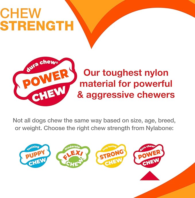 Nylabone Power Chew Textured Knuckle Bone - Dog Toys for Aggressive Chewers - Peanut Butter Chew Toy - Large Dog Chew Toys - Peanut Butter Flavor, X-Large - Over 50 Ibs. (1 Count)