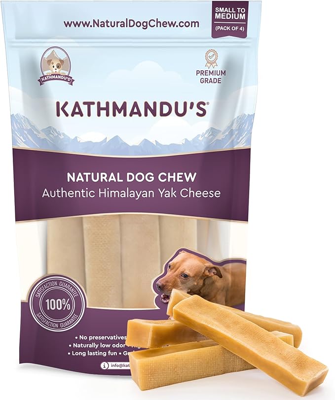 Authentic Himalayan Yak Cheese for Dogs - Small/Medium (Pack of 4) - Sourced from Pristine Himalayan Foothill, Rawhide-Free, NO preservatives