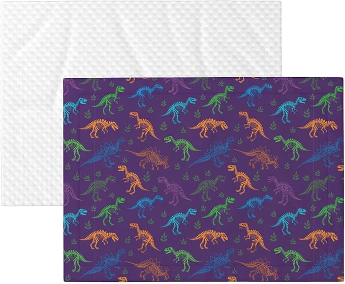 Reversible Plush Dot Pet Blanket for Dogs and Cats, Cool Dinosaur Purple, Ultra Soft Two Sided Design with Warm Fuzzy Side and Smooth Side for Comfort