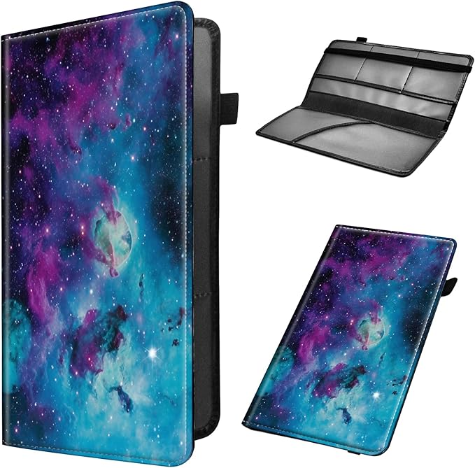 Car Registration and Insurance Holder, Leather Car Glove Box Organizer, Cool Car Accessories for ID, Driver's License Cards & Essential Document, business cards, Men&Women,Shining Starry Sky