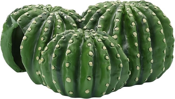 Navaris Cactus Shaped Reptile Hide Out - Reptile Accessories for Leopard Gecko, Snake, Tortoise, and More - Unique Hideout for Vivarium Decorations