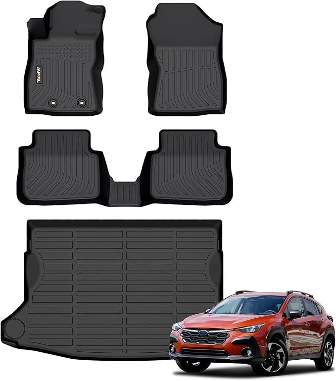 AIPOIL® Floor Mats & Cargo Liner Set for 2024-2025 Subaru Crosstrek/Impreza All Weather Protection TPE Anti-Slip Automotive Full Set Custom Car Mats Accessories - Black