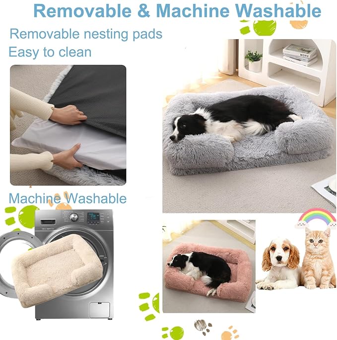 Dog Beds Large Sized dog Orthopedic, Sofa Dog Bed with Waterproof Lining and Nonskid Bottom, Rectangle Washable Dog Bed for Medium Small Dogs and Cats Comfortable ( Color : Brown3 , Size : 23 x 18" )